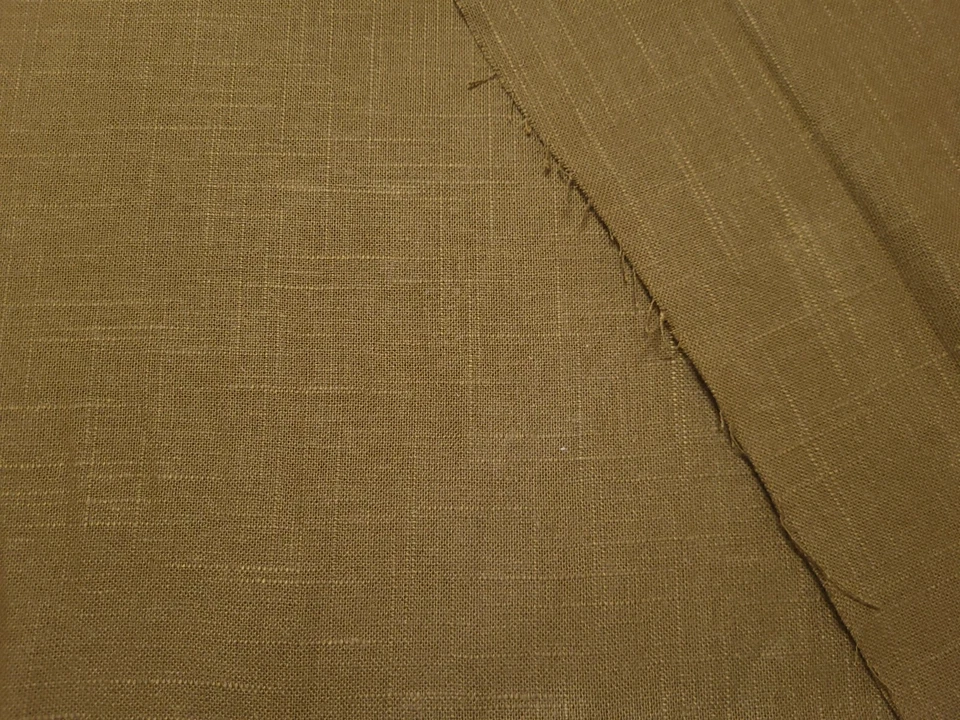 Covington JEFFERSON LINEN OLIVE Brown Green Solid Designer Drapery Uph Fabric - Image 2 of 4