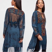 Free People NWT Size XS Market Place Embroidered Maxi Top NEW