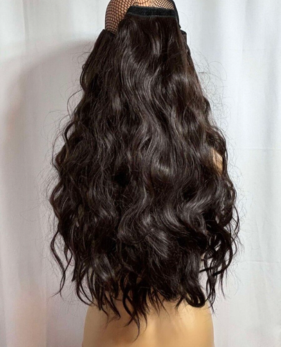 18" Half Up Half Down Ponytail Extension Set 4PC Wavy Curly Synthetic Hair Piece - Picture 6 of 9