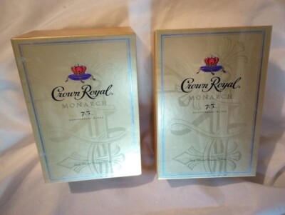 Lot of 2 Crown Royal Monarch 75th Anniversary empty boxes + batch ID cards