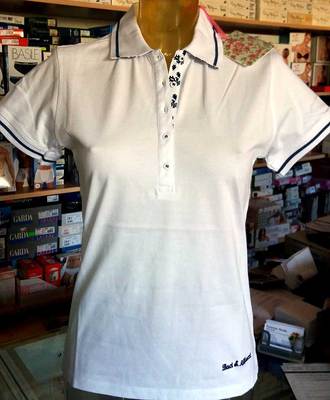 Polo Woman Baci & Abbracci with Logo Bottom & And Profiles IN Contrast Art.