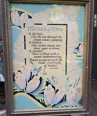 Antique Buzza Style Motto Mother of Mine E.M. Brainerd A Gibson Product 1927