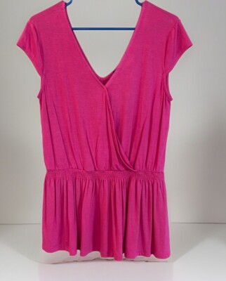 Gibson Pink V-Neck Top Size S Shirt NWT Soft Stretch Cap Sleeve