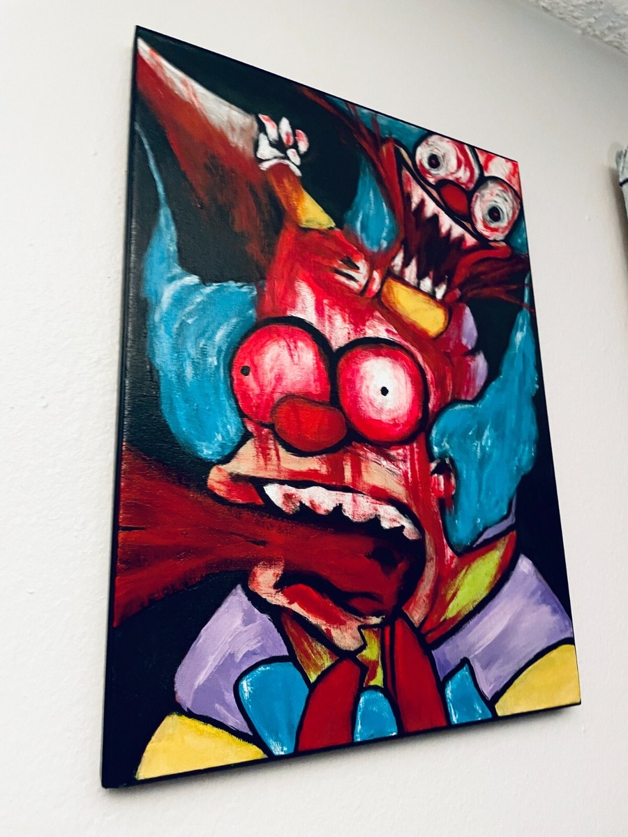 evil krusty doll painting ORIGINAL by No NO Ahhh ! simpsons