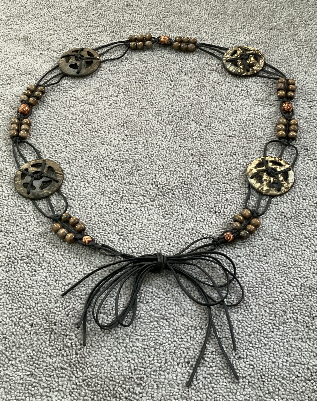 WOMAN’S UNIQUE BOHO MACRAMÉ/CIRCLE COCONUT SHELL … - image 1