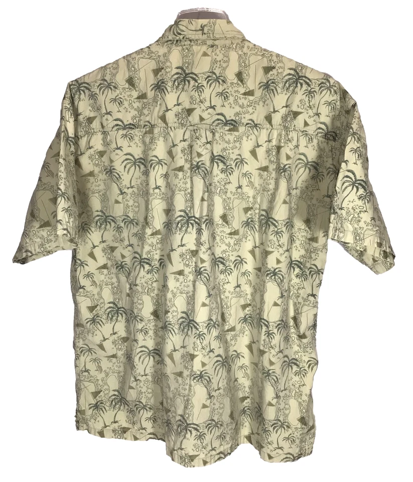 Ron Jon Hawaiian Camp Shirt Men's XL Green Cotton Print Short Sleeve Button Up - Image 3 of 4