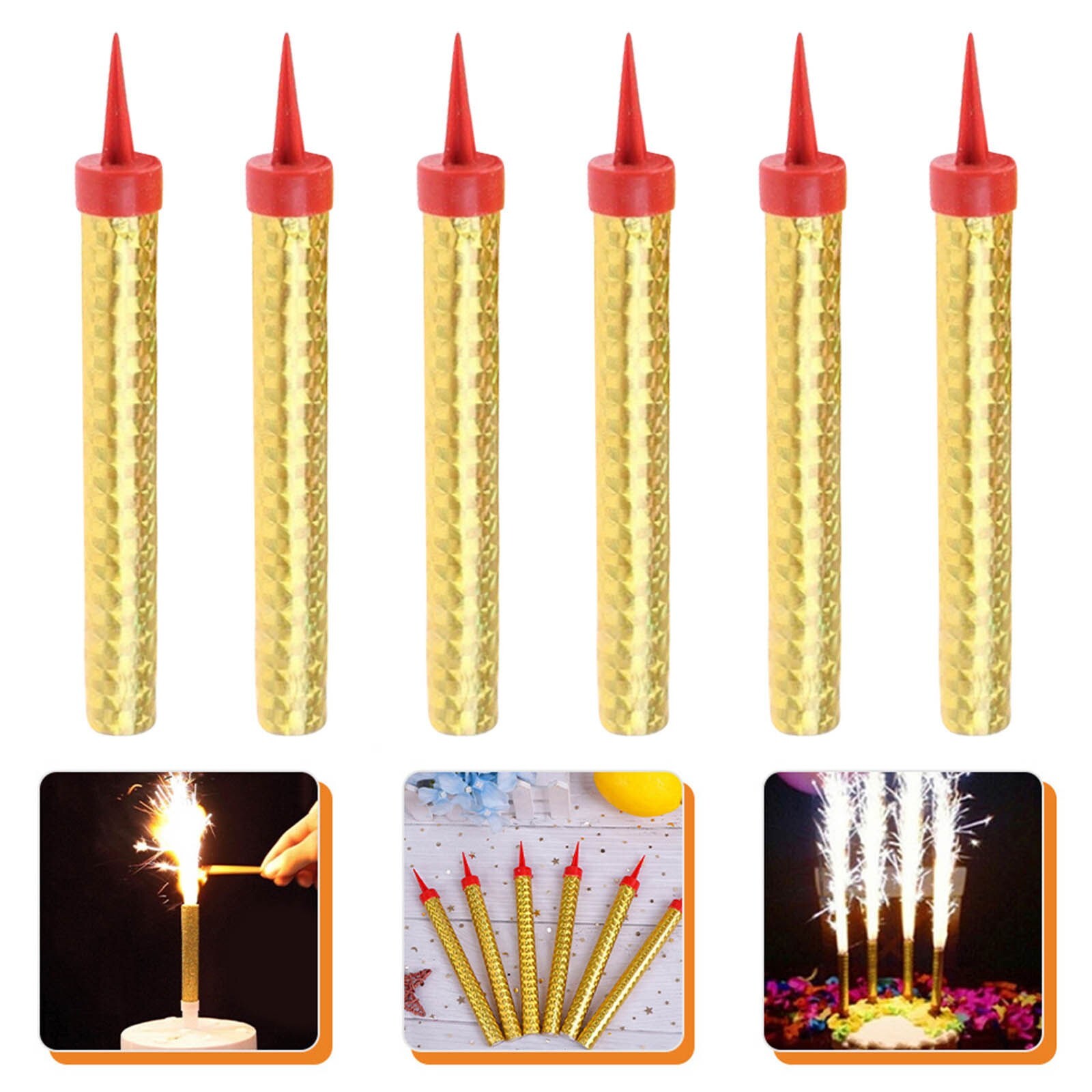 6 Gold Birthday & Wedding Candles - 6 Pcs Elegant Party Decor-image