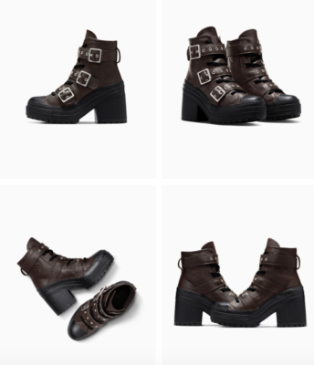 NEW Women's CONVERSE Chuck 70 De Luxe Heel Leather Buckles Boots