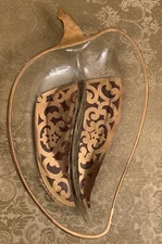 Georges Briard Mid-Century Modern Divided Leaf Appetizer Dish 9-1/4” x 6”