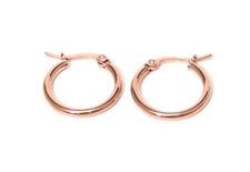 Rose Gold PVD Hoop Earrings 3/4 in. Hypoallergenic Surgical Steel Sensitive Ears