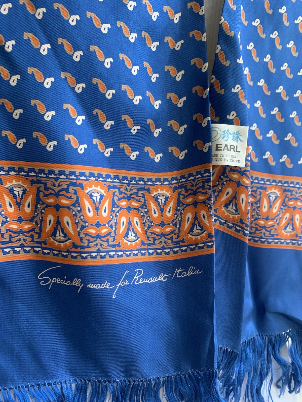 RENAULT PAISLEY BLUE RECTANGLE Silk scarf 47/10  in MADE IN CHINA #A47