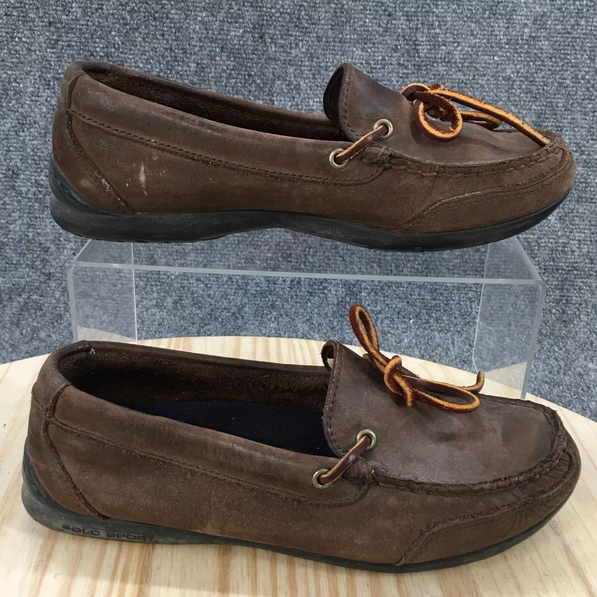Polo Sport Ralph Lauren Shoes Womens 7 B Driving Moccasins Brown Leather Slip On