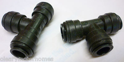 12MM PUSH FIT ADAPTER PAAR X2 GLEICHES T-STÜCK SELBSTBAU WOHNMOBIL WASSER CAMPER