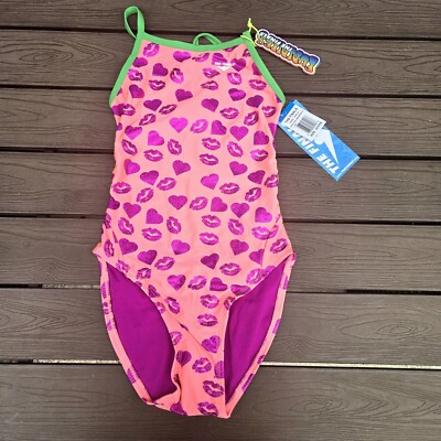 TYR The Finals Women XOXO Foil Swimsuit Wing back Pink - Size 32 New