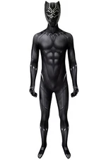Black Panther Suit T'Challa Costume Cosplay Jumpsuit With Mask New