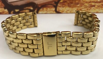 18mm vergoldetes Uhrenarmband Jacques Lemans Edelstahl massiv
