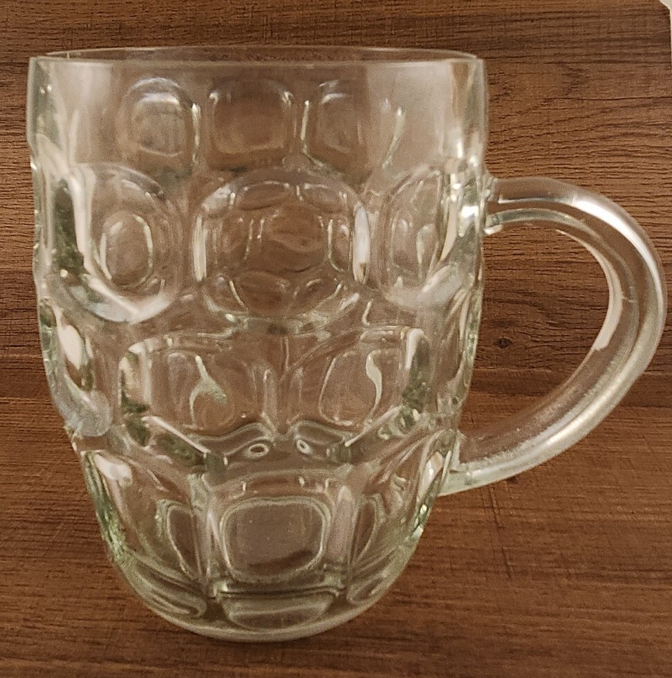 VINTAGE Ravenhead Dimple Thumbprint Clear Glass Pint Mug and Barrel