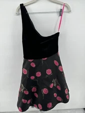 BETSEY JOHNSON  velvet Black Floral Tulips Mini Dress