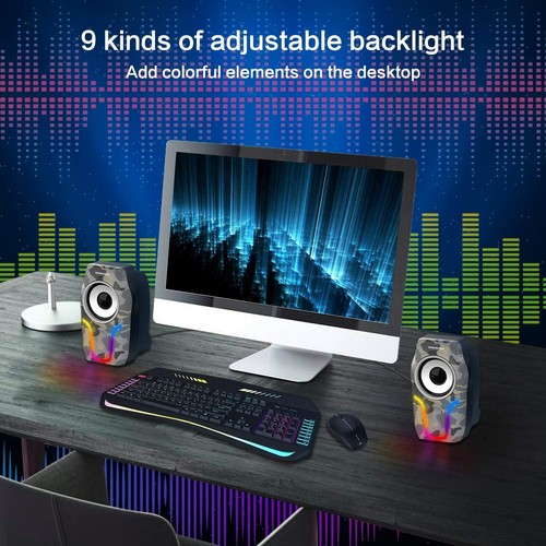 2 USB Gaming Computer Speakers RGB Backlit 3.5mm for Computer Desktop PC Laptops - 第 9/16 張圖片