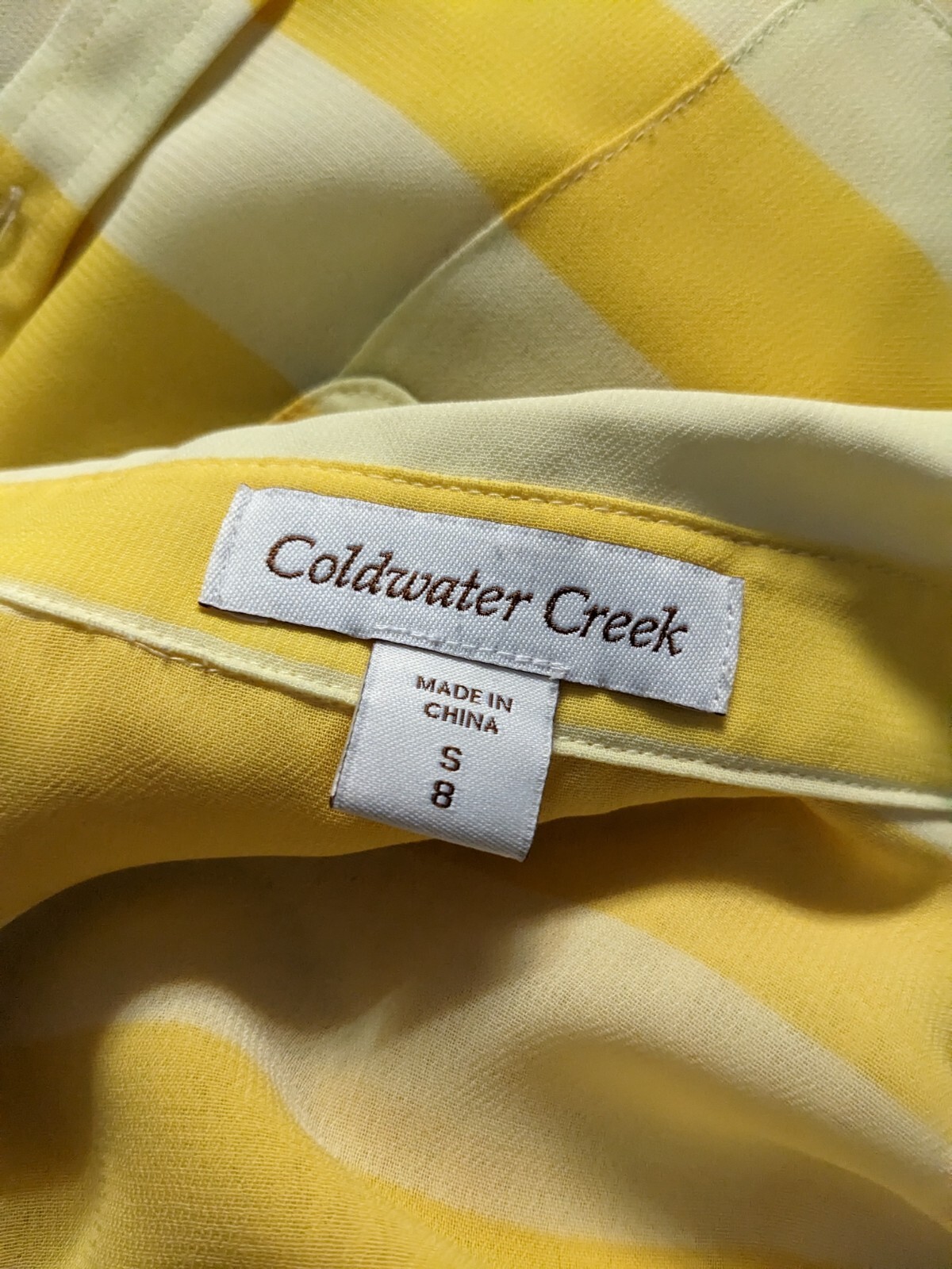 Coldwater Creek Yellow Stripe Semi-Sheer Button C… - image 3