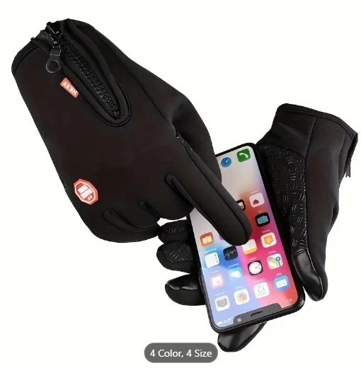1 Pair Outdoor Sports Fleece Gloves, Touchable Screen, Warm, Anti-splashing, Cyc