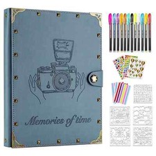 Leather Scrapbook Album 60 Pages Love Memory Photo Album 8.5x11 inch Travelli...