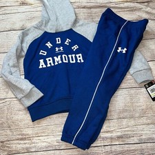 Under Armour Size 4 Blue Gray Hoodie Jogger Sweatpants Outfit Set NEW
