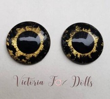 Blythe Doll Metallic Eyechips Black Gold Eye Chips 14mm Custom Furby Ooak Bjd