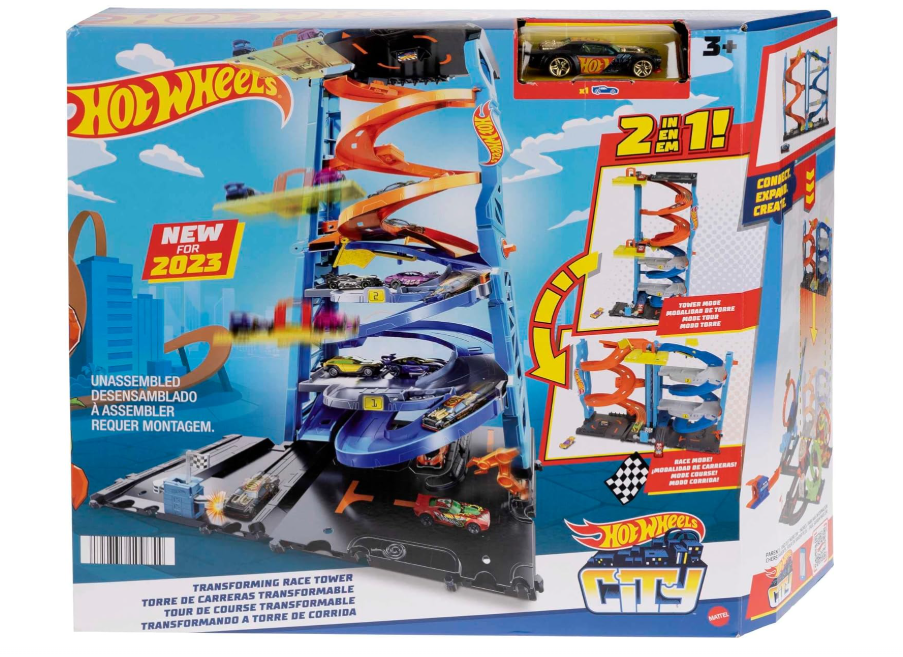 Hot Wheels City Transforming Race Tower 2 In 1 Raceway Track Set 1 Car New & Box