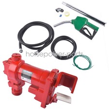 New Fuel Transfer Pump 12V 15GPM with Discharge Hose  Automatic Green Nozzle