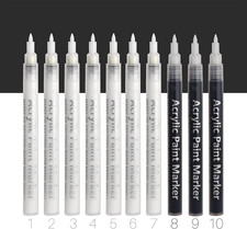 VIANZE White Paint Pens, Acrylic Marker, Black Acrylic Paint Pens,0.7Mm Extra