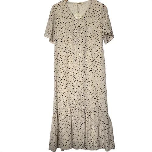 VETEMENTS Abito midi Pando Grove donna M beige a pois floreale foderato con bottoni ragazza fattoria