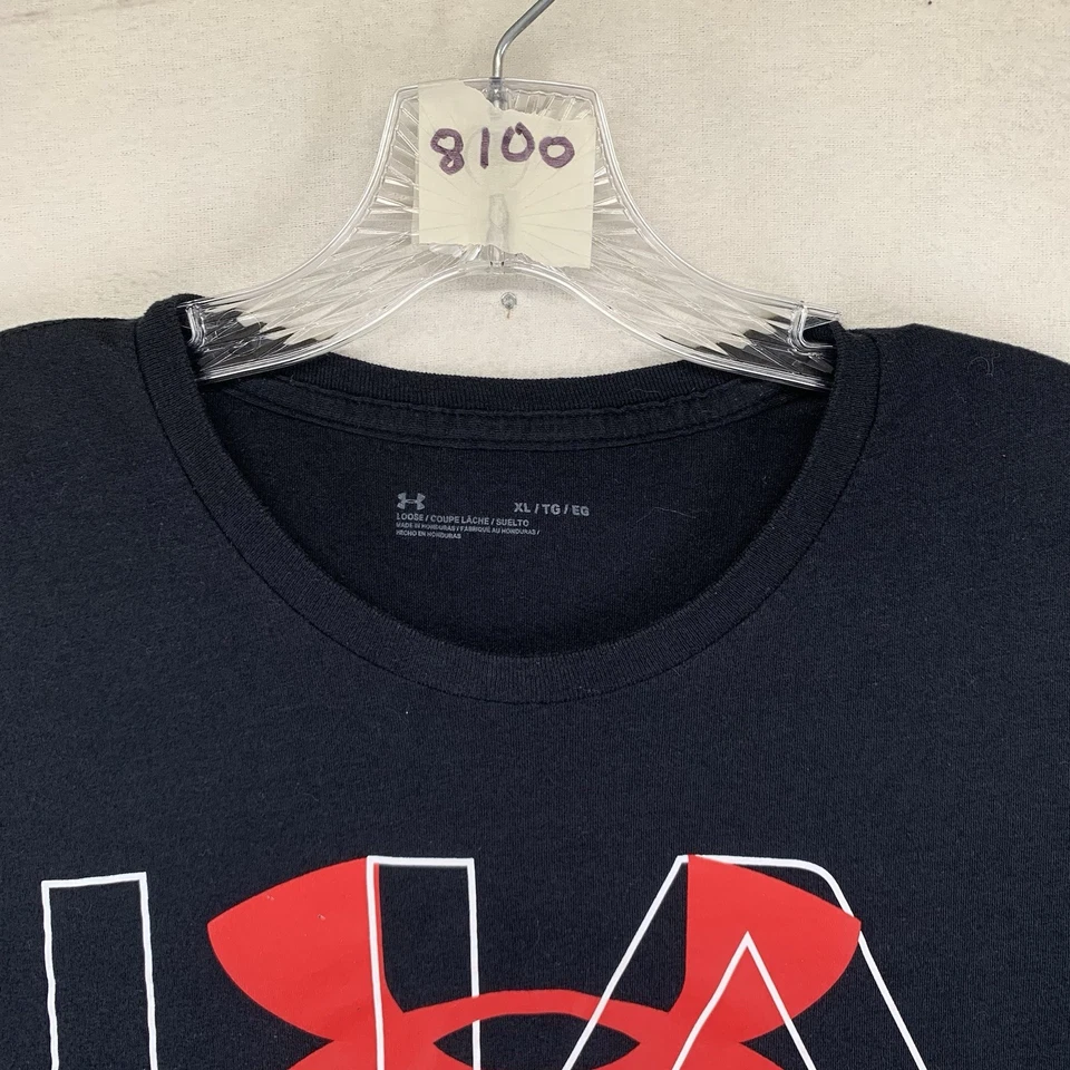 Camiseta Under Armour Marca Atletas Logo Adultos Hombres XL Negra Roja Cuello Redondo Foto 4 de 4