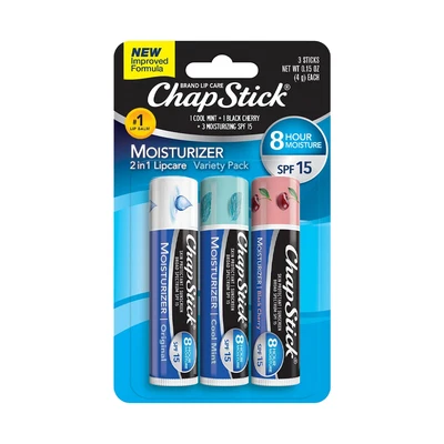 Lippenbalsam Set Black Cherry Cool Mint Feuchtigkeitsschutz SPF15 ChapStick 3x4g