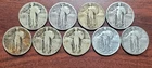 (9) Different Date Standing Liberty 25c AG to EF XF Details 1926-1930 see List