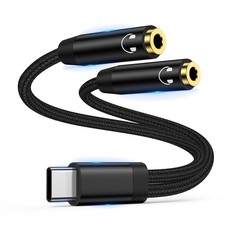 USB C to Dual 3.5mm Female Headphone Splitter, Type C to Dual 3.5mm Female He...