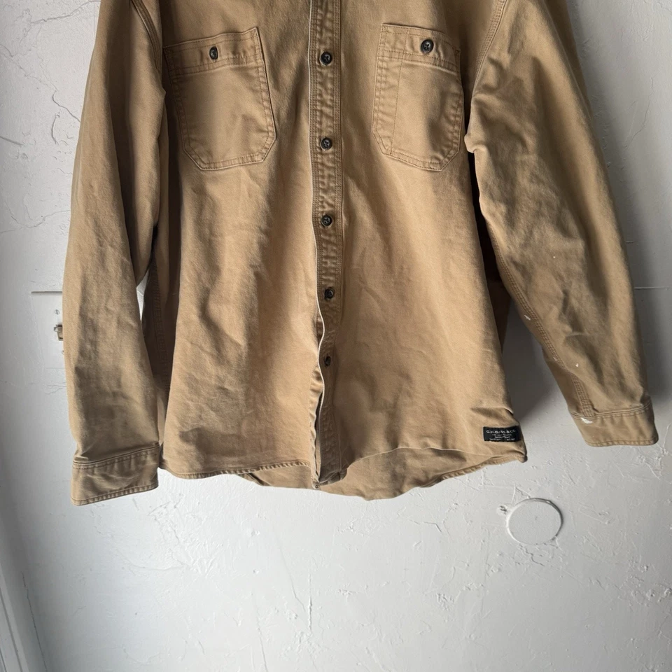 G.H. Bass & Co. Men's Size XL Tan Button Up Heavy Cotton Workwear Shacket - Image 3 of 4