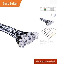 30pcs 12 Volt 5mm White LED Lights Emitting Diodes Pre Wired 7.9 inch DC 12v ...