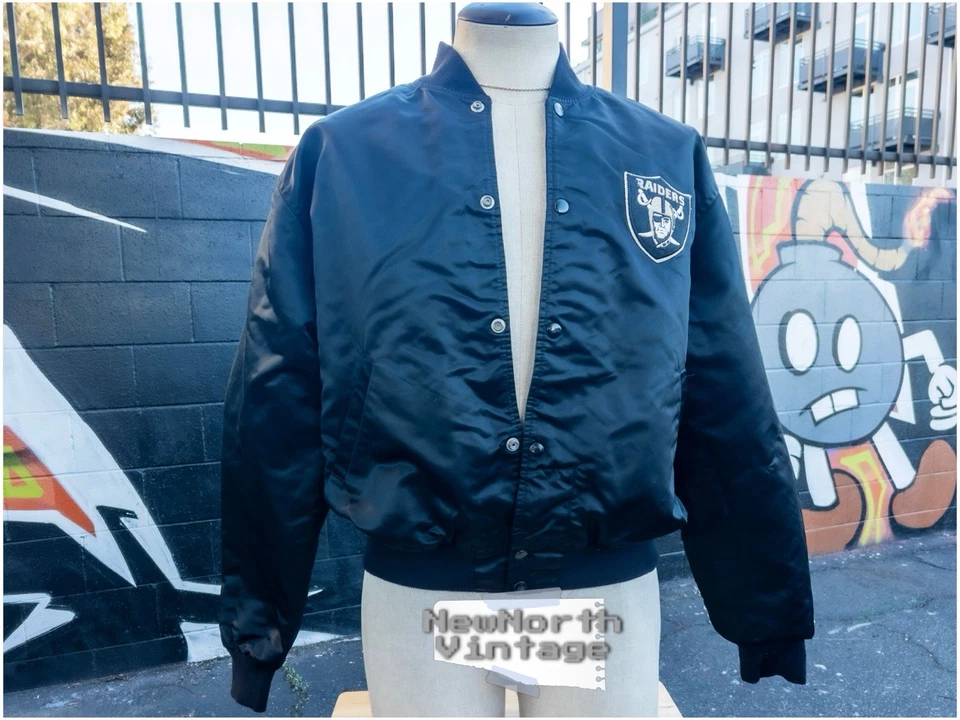 Jaqueta Bombardeiro OAKLAND RAIDERS Vintage tamanho XL (por Starter) | Preta   - Imagem 3 de 4