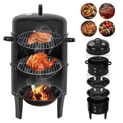3 in 1 Räucherofen Grill Smoker Grilltonne BBQ Holzkohlegrill Räuchertonne