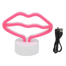 Lip Shaped Neon Signs Led Neon Light with Stand USB or Battery Powered Neon L...