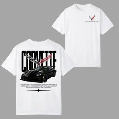 Black Z06 Supercar T-shirt, C7-Inspired Design with Rear Badge Graphic, 2 Sides,