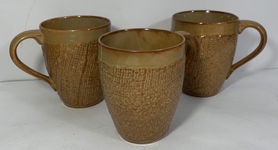 Vintage Lot Of 3 Craft Coffee Mugs Textured - NICE! - FAST SHIPPING!!