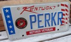 Kentucky (KY) Auto License Plate - Retired Marine Corp Veteran (PERKR) — photo 3