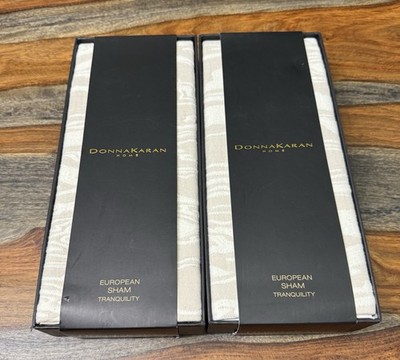 Donna Karan Tranquility Euro Pillow Shams - Linen Color - SET OF 2 - NWT