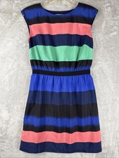 Loft Colorful Striped Color Block Dress Size XS Fit Flare Sleeveless