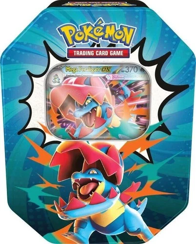 Pokemon TCG Mega Evolution Ascended Heroes Mega Feraligatr ex Tin Sealed In Hand video thumbnail