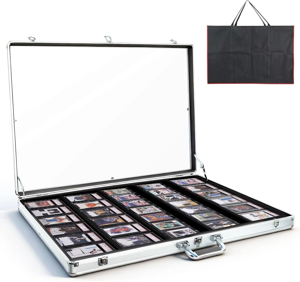 glass display cases for selling cards and money exchange Amazon.com: QTYORD Card Display Case, Aluminum 34