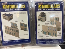 WALTHERS  MODULARS HO SMALL & Large WALLS, WINDOWS & DOORS 933-3722 + 933-3723 +
