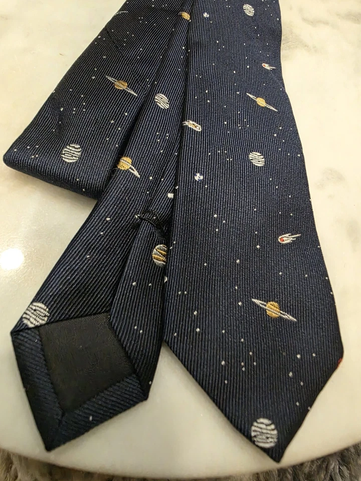 CREWCUTS Outerpace Planets Niño Vestido Corbata Seda Azul Marino 42" Talla 2-7 Foto 3 de 4